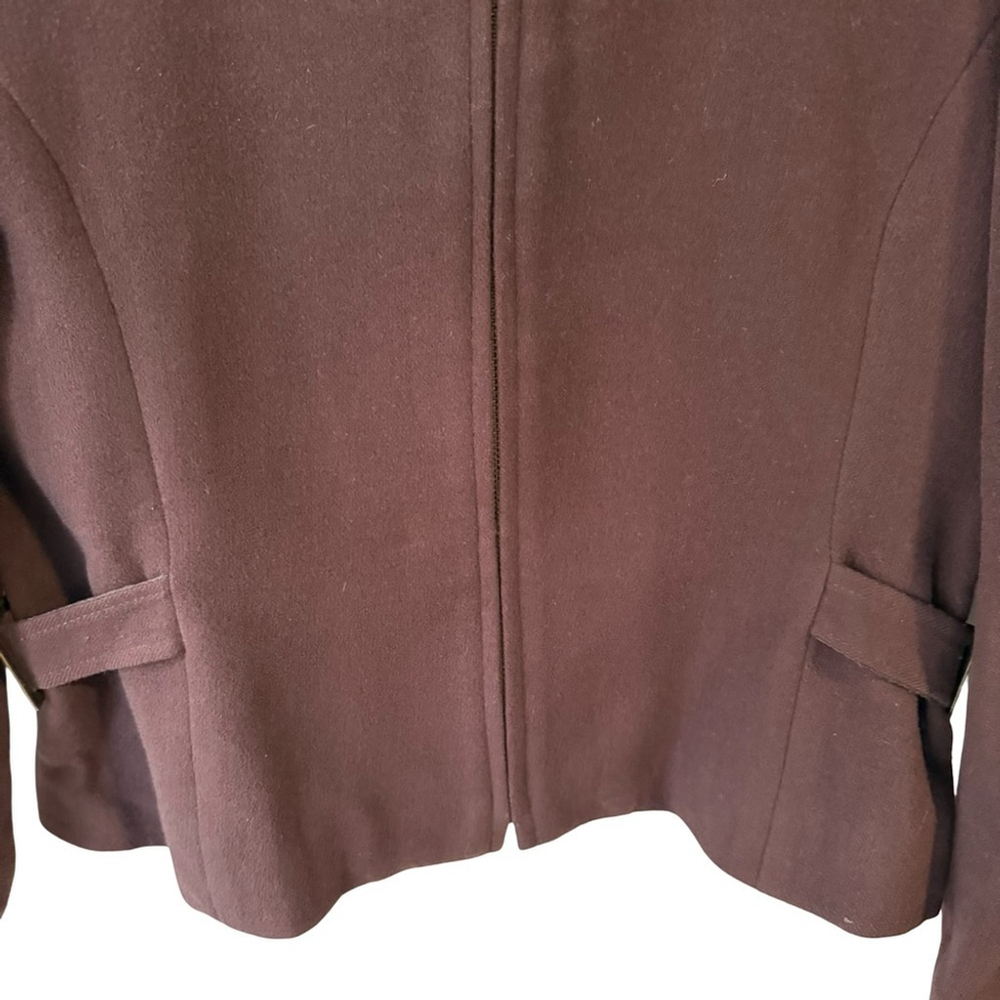 Daniel Hechter Vintage Dark Brown Wool Women's Blazer Size 4P Minimalist Winter - Picture 15 of 16